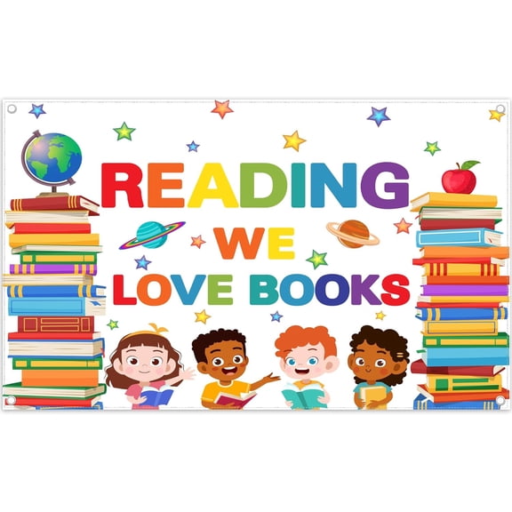 World Book Day Reading Backdrop Classroom Library Photography Background Students Elementary Party Decorations Banner Supplies Photo Booth Props