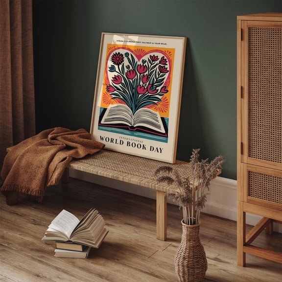 World Book Day Retro Literary Decor Unframed Paper Print
