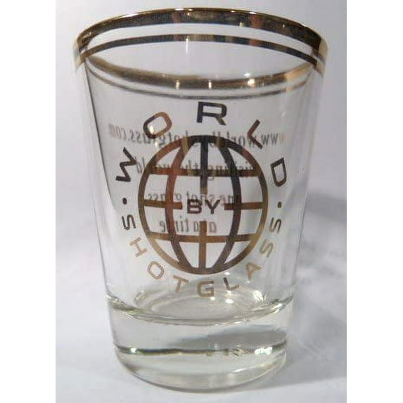 World By Shotglass Golden Globe w/Gold Rim Shot Glass