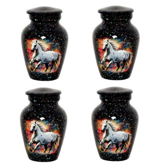 World Bzaar Running Horse Small Keepsake Cremation Urns for Human Ashes with Case and Velvet Bags