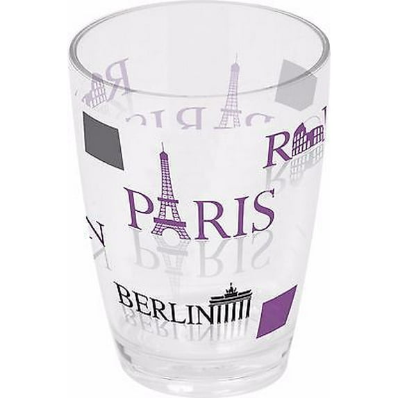 Tendance Evideco Clear Acrylic Printed Bath Tumbler Design World Capitals