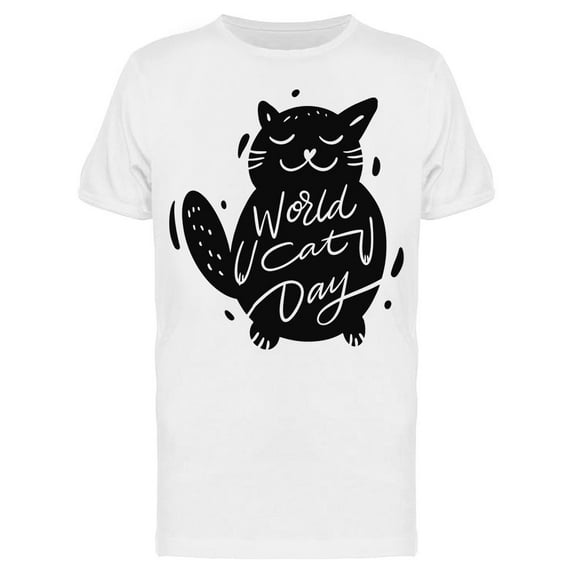World Cat Day Cute Simple Cat T-Shirt Men -Image by Shutterstock, Male Small