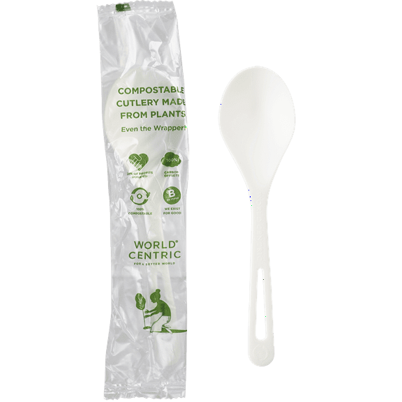 World Centric 6" TPLA Wrapped Soup Spoon, SO-PS-I | 750/Case