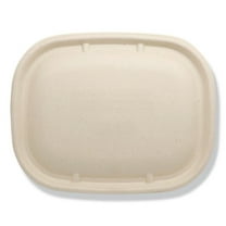 World Centric CTLSCU3LF 8.9 in. x 6.9 in. x 0.4 in. Paper Fiber Lids for Fiber Containers - Natural (400/Carton)