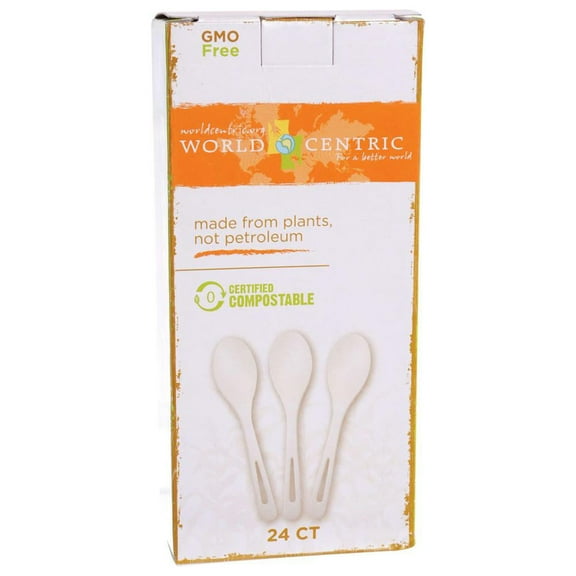 World Centric Cornstarch Compostable Spoon - Case of 12 - 24 Count