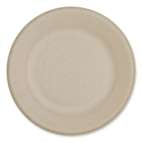 World Centric PL-SC-U6-LFS 6.1 in. Diameter Ripple Edge Paper Fiber Plates - Natural (1000/Carton)