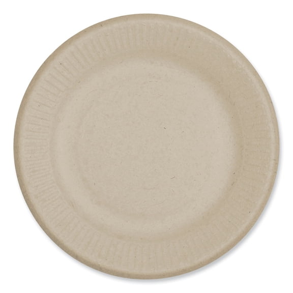 World Centric PL-SC-U6-LFS 6.1 in. Diameter Ripple Edge Paper Fiber Plates - Natural (1000/Carton)