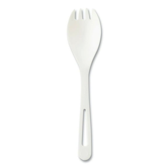 World Centric RK-PS-B TPLA Compostable Plastic Cutlery Spork - White (1000/Carton)
