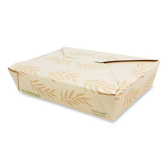 World Centric TO-NT-2 6.2 in. x 8.5 in. x 1.85 in. 50 oz. Sugarcane No Tree Folded Takeout Containers - Natural (200/Carton)