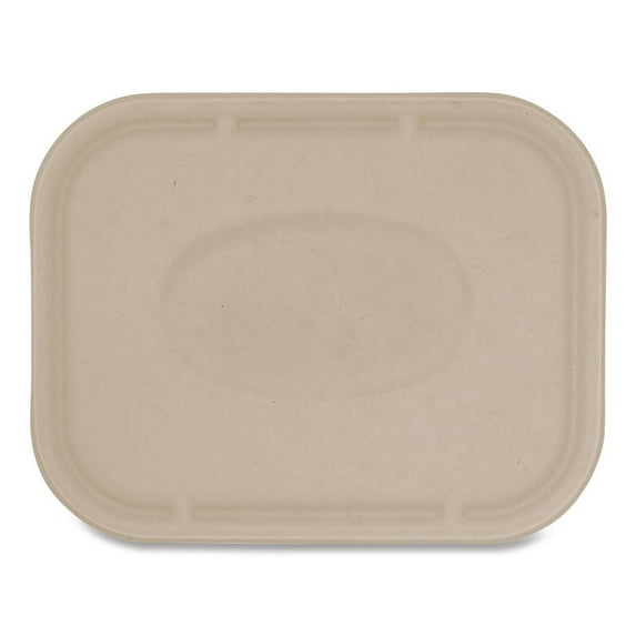 World Centric TRLSC10LF 7.8 in. x 10.1 in. x 0.5 in. Paper Fiber Lids for Fiber Containers - Natural (400/Carton)