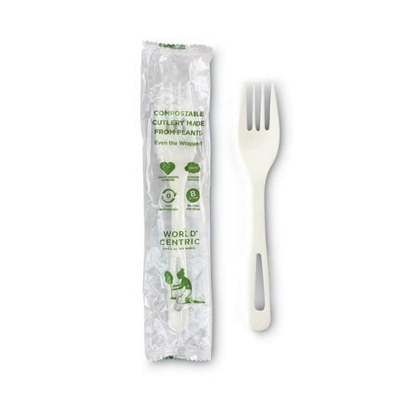 TPLA Wrapped Cutlery, Fork, Plastic, Light Beige 750/Carton