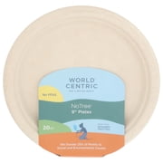 World Centric MQH2&nbsp;Wheat Straw/Bagasse Compostable 9-Inch Fiber Plate, 20-Piece, 9 inch