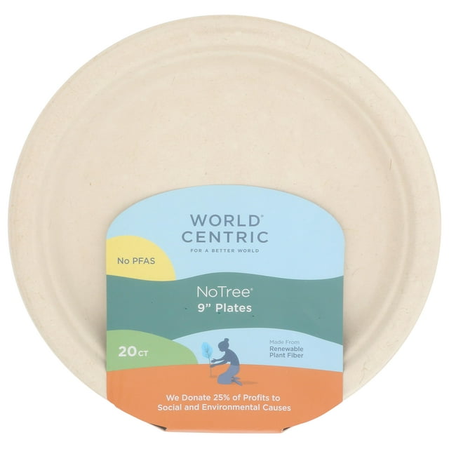 World Centric Wheat Straw/Bagasse STF9 Compostable 9-Inch Fiber Plate ...