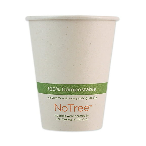 World Centric's 8 oz NoTree Paper Hot Cup - Plant Fiber Paper - Compostable - Case of 1000