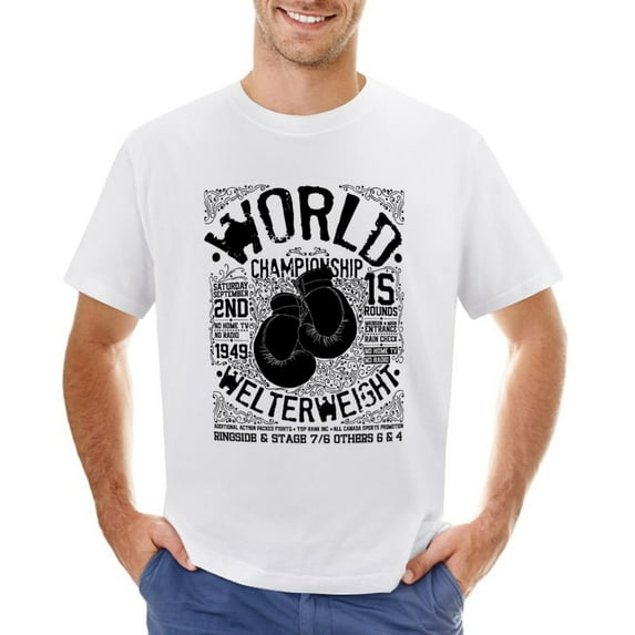 World Championship Welter Weight Men’s Graphic T-shirt Vintage Short Sleeve Sport Tee White S