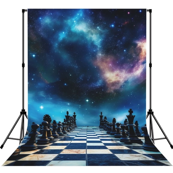 World Chess Board Starry Photography Backdrop 5x7Ft Background for Photo Studio Video Recording Birthday Party Wedding Home Decor