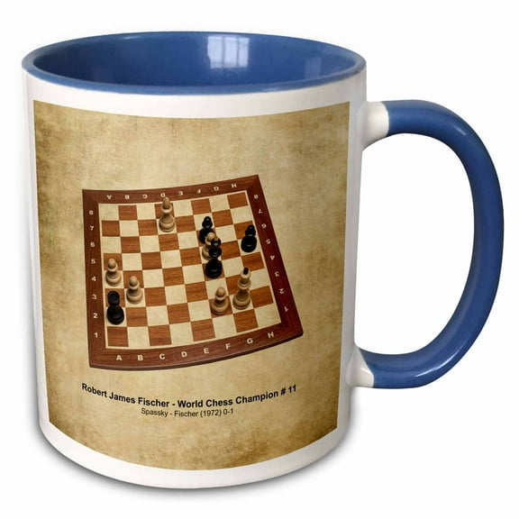 3drose, World Chess Champion Number Eleven Fischer, 11oz Two-tone Blue Mug