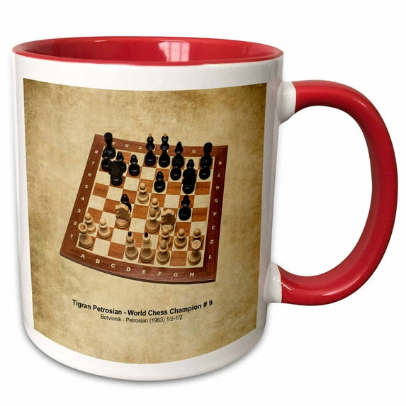 3drose, World Chess Champion Number Nine Petrosian, 11oz Two-tone Red Mug