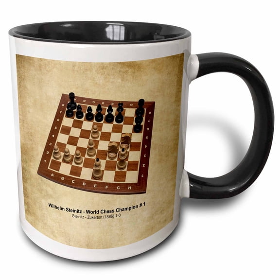 3drose, World Chess Champion Number One Steinitz, 15oz Two-tone Black Mug