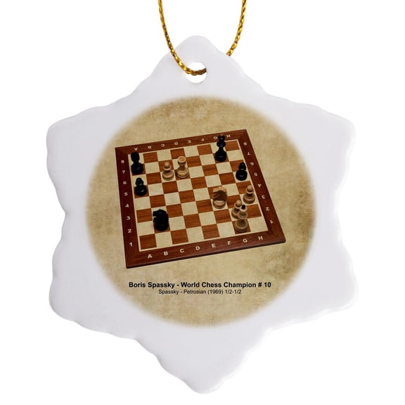 3drose, World Chess Champion Number Ten Spassky, 3 inch Snowflake Porcelain Ornament