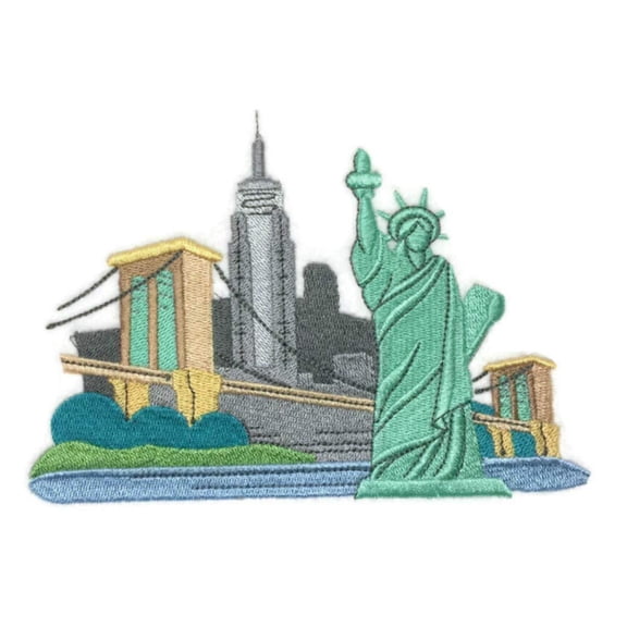World City Square - New York Embroidered Iron on/Sew Patch [6.17" x 4.5""]