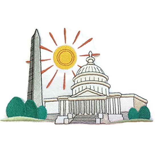 World City Square - Washington, D.C. Embroidered Iron on/Sew patch [7.9" X 5"]