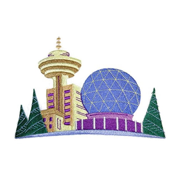 World City Squares{ Vancouver] Embroidered Iron on/Sew patch [7.1." X 5"]