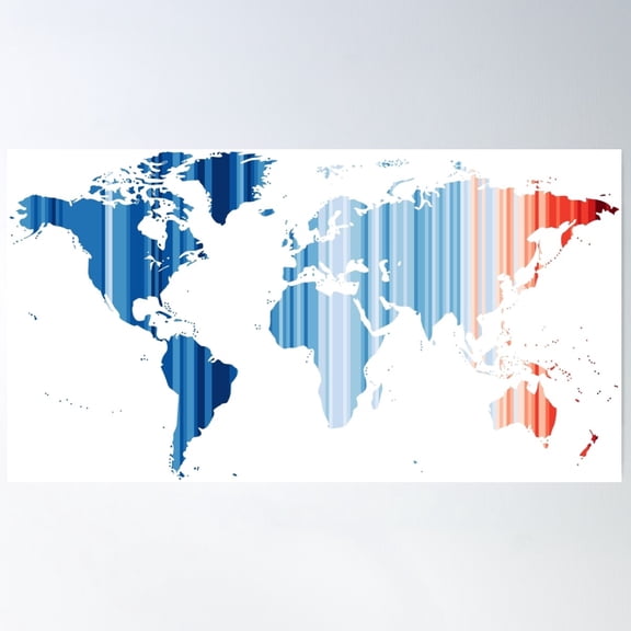 World - Climate Stripes Poster Wall Art, Modern Wall Decor For Living Room Bedroom, 16x24 UNFRAMED