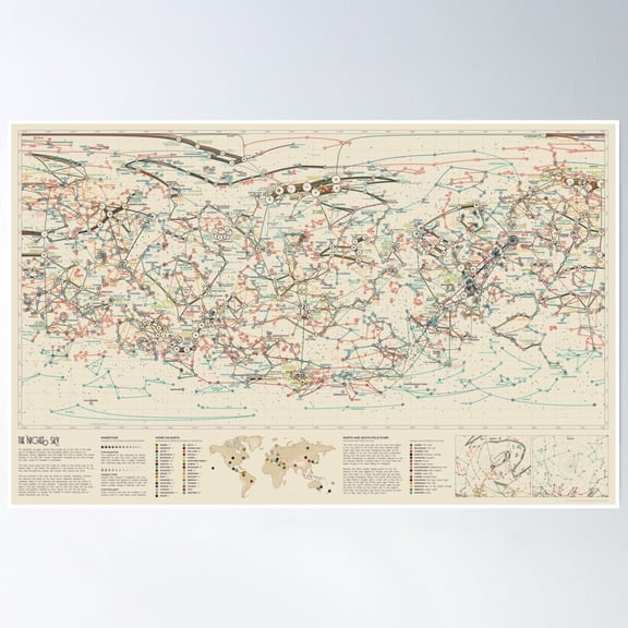 World Constellations Poster Wall Art, Modern Wall Decor, 8x12 UNFRAMED