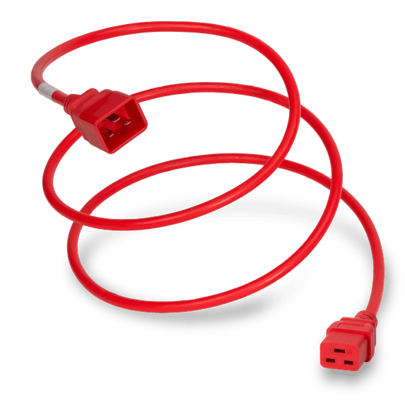 World Cord Sets 1.5 Foot IEC 60320 C20 to C19 Heavy Duty PDU Style 20 Amp Power Cable (Red)