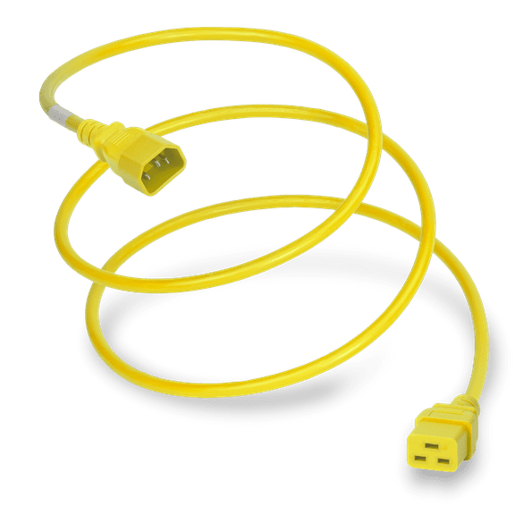 World Cord Sets 1 Foot IEC 60320 C14 to C19 PDU Adapter Style 15 Amp Power Cable (Yellow)