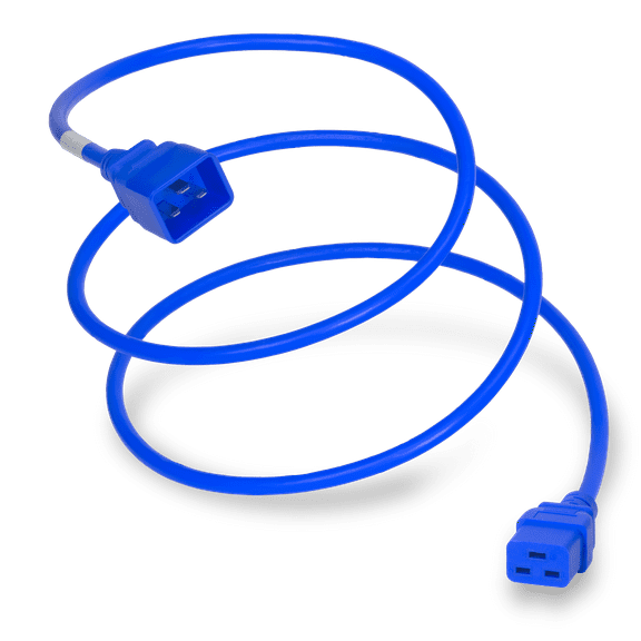 World Cord Sets 1 Foot IEC 60320 C20 to C19 Heavy Duty PDU Style 20 Amp Power Cable (Blue)