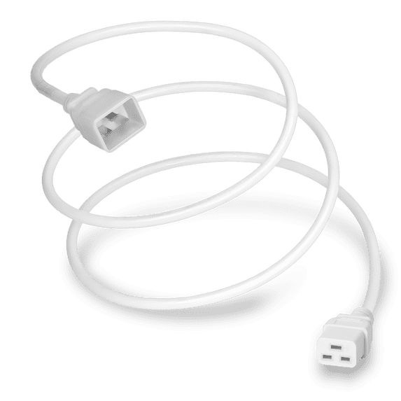 World Cord Sets 1 Foot IEC 60320 C20 to C19 Heavy Duty PDU Style 20 Amp Power Cable (White)