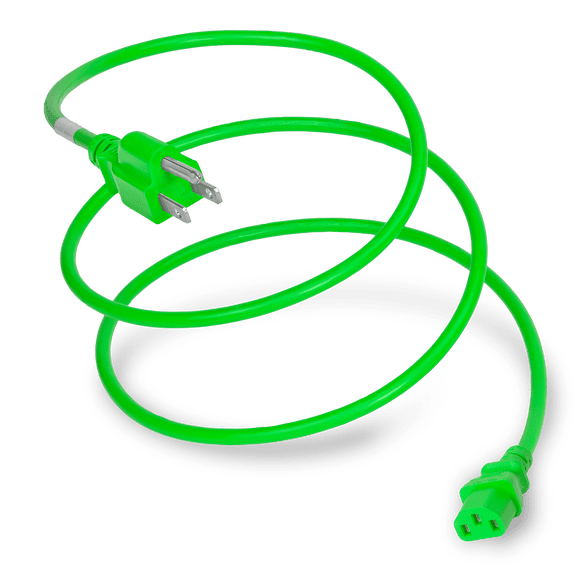 World Cord Sets 10 Foot NEMA 5-15P to IEC320 C13 Light Duty Universal TV/ Computer/Electronics Cord 10 Amp Power Cable (Green)