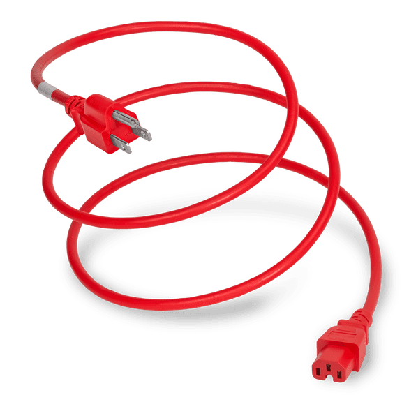 World Cord Sets 10 Foot NEMA 5-15P to IEC320 C15 Standard Duty High Temperature Equipment Electronics Cord 15 Amp Power Cable (Red)
