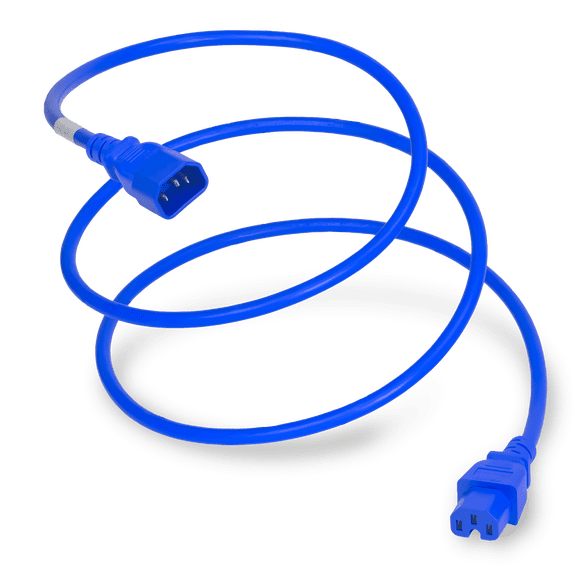 World Cord Sets 15 Foot IEC 60320 C14 to C15 High Temperature Equipment 15 Amp Power Cable (Blue)