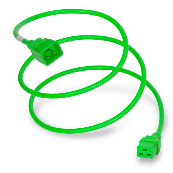 World Cord Sets 2 Foot IEC 60320 C20 to C19 Heavy Duty PDU Style 20 Amp Power Cable (Green)