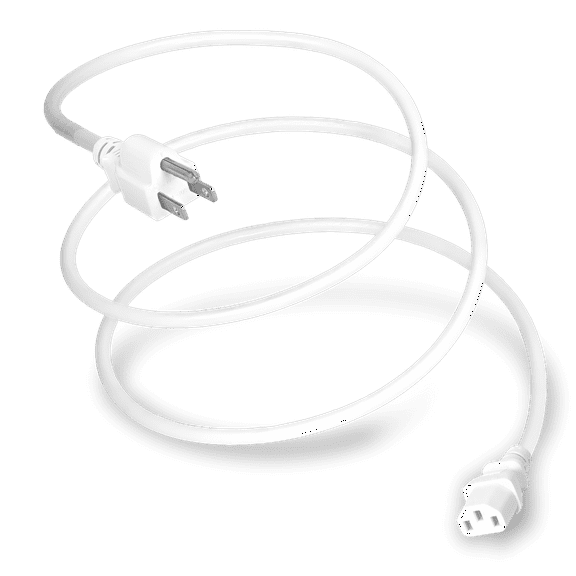 World Cord Sets 2 Foot NEMA 5-15P to IEC320 C13 Standard Duty Universal TV/ Computer/Electronics Cord 15 Amp Power Cable (White)