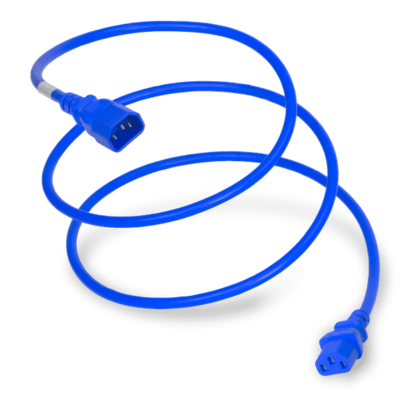 World Cord Sets 3 Foot IEC 60320 C14 to C13 PDU Style Heavy Duty 15 Amp Power Cable (Blue)