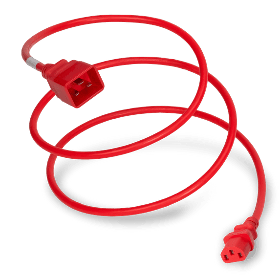 World Cord Sets 3 Foot IEC 60320 C20 to C13 PDU Adapter Style 15 Amp Power Cable (Red)