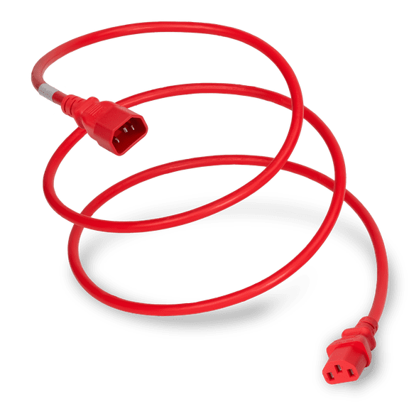 World Cord Sets 4 Foot IEC 60320 C14 to C13 PDU Style Heavy Duty 15 Amp Power Cable (Red)
