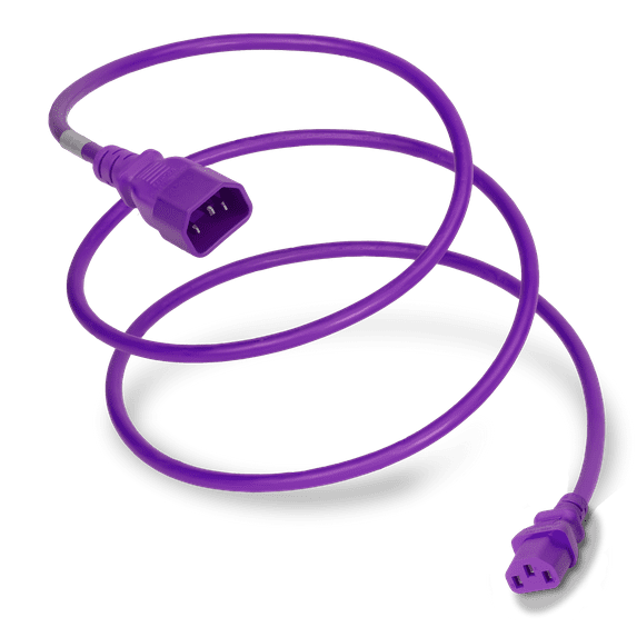 World Cord Sets 4 Foot IEC 60320 C14 to C13 PDU Style Light Duty 10 Amp Power Cable (Purple)