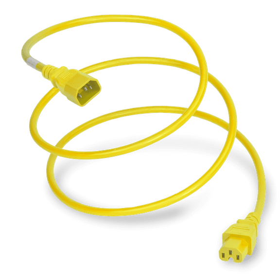 World Cord Sets 4 Foot IEC 60320 C14 to C15 High Temperature Equipment 15 Amp Power Cable (Yellow)