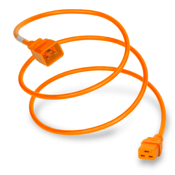World Cord Sets 4 Foot IEC 60320 C20 to C19 Heavy Duty PDU Style 20 Amp Power Cable (Orange)