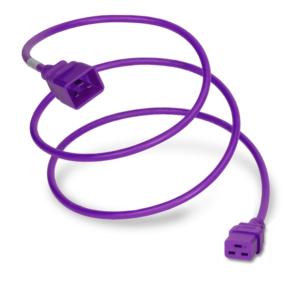 World Cord Sets 6 Foot IEC 60320 C20 to C19 Heavy Duty PDU Style 20 Amp Power Cable (Purple)