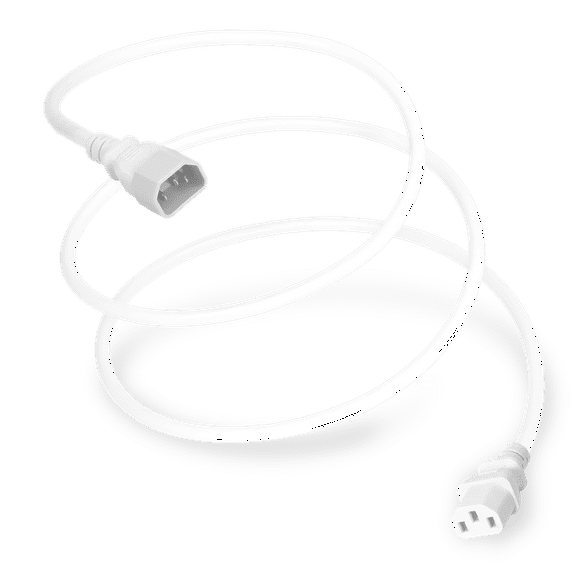 World Cord Sets 7 Foot IEC 60320 C14 to C13 PDU Style Heavy Duty 15 Amp Power Cable (White)
