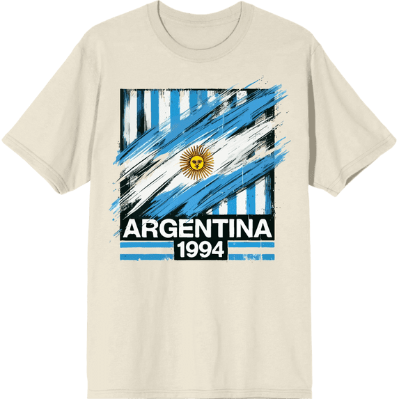 World Cup 1994 Argentina Adult Natural Crew Neck Short Sleeve Tee-Large