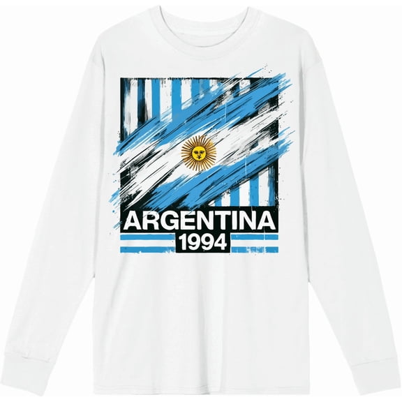 World Cup 1994 Argentina Adult White Crew Neck Long Sleeve Tee-Medium
