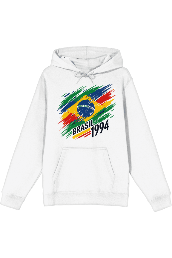 World Cup 1994 Brasil Adult White Long Sleeve Hoodie-Medium