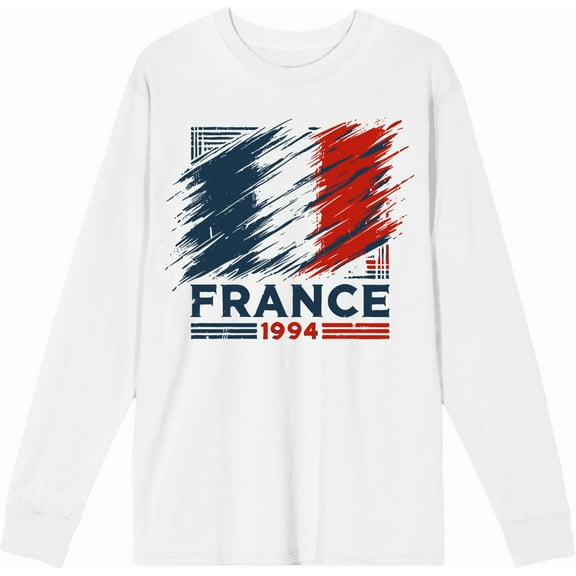 World Cup 1994 France Adult White Crew Neck Long Sleeve Tee-Medium